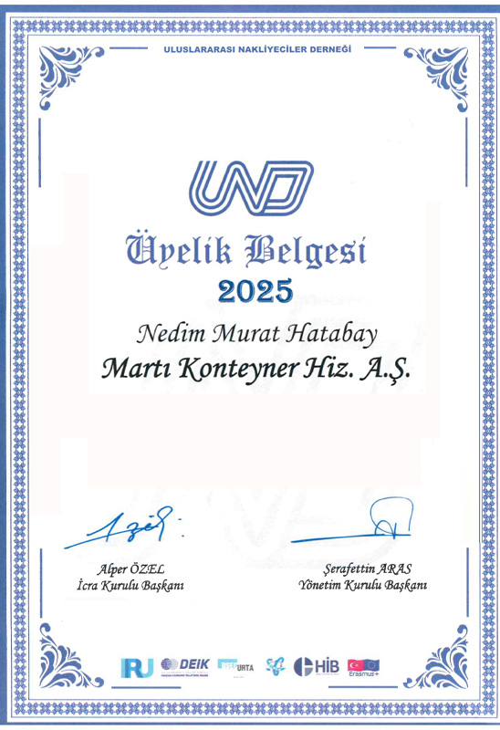Martı Logistics UND Üyelik Belgesi
